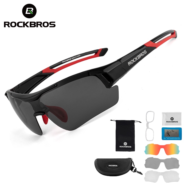 【TH Delivery】ROCKBROS แว่นตาขี่จักรยาน พร้อม 3 เลนส์ กันลม แว่นกันแดด เลนส์โพลาไรซ์ สายตาสั้น