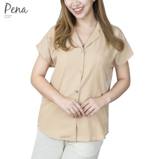 Pena house เสื้อผู้หญิงคอปกฮาวาย สีพื้น PBSS112201