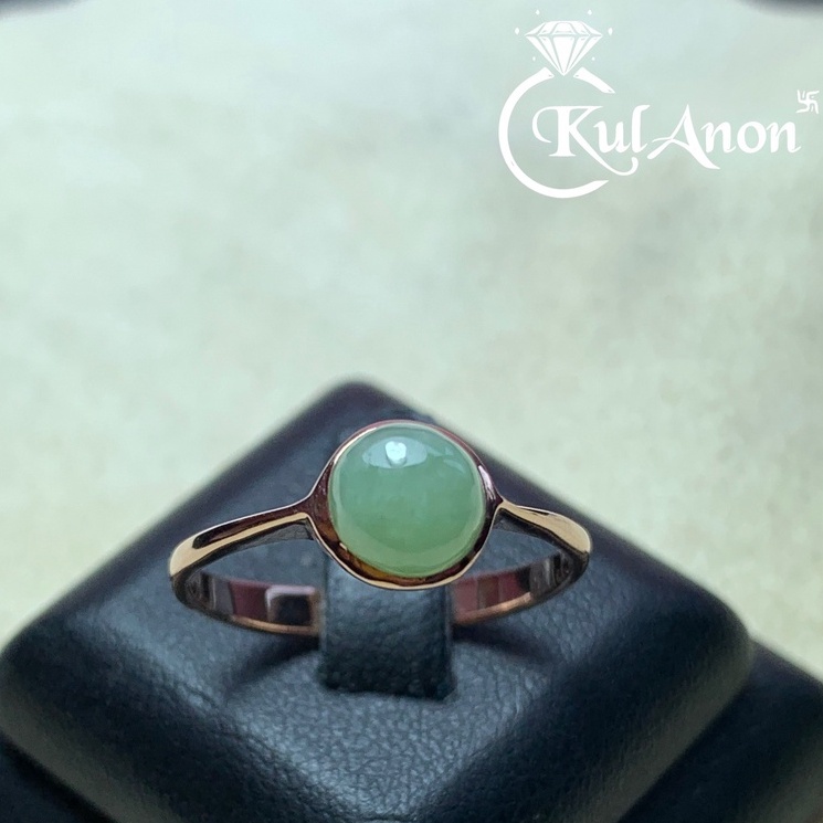 แหวน แหวนหัวหยก หยกพม่า หยกเขียว กรีนแอปเปิ้ล เนื้อวุ้น ตัวเรือนเงิน 925 Handmade 100% Natural Burma jadeite Jade A type