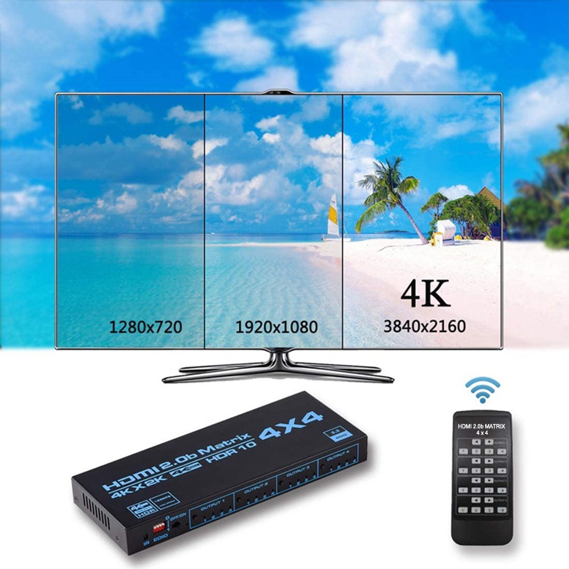 4k 60Hz 4x4 HDMI Matrix พร ้ อม EDID HDR10 , 4 อินพุต 4 เอาต ์ พุตสวิทช ์ HDMI Switcher Splitter Converter Audio Video Distributor Selector สําหรับ PS4 PS5 กล ้ องแล ็ ปท ็ อป PC To TV Monitor
