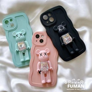 เคสโทรศัพท์มือถือ TPU นิ่ม ลายคลื่น พร้อมขาตั้ง รูปหมี สําหรับ Samsung Galaxy A54 A04 A04s A04e A03 A03s A03 Core