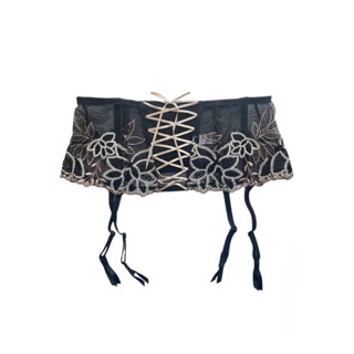 Garter Belt การ์เตอร์สายรัดถุงน่องตกแต่งลูกไม้ยืดสุดเซ็กซี่ สายปรับความยาวได้ ยาว 6 นิ้ว สาว M-L ใส่ได้ โบว์ทอง