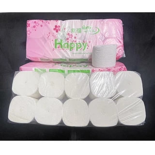 กระดาษทิชชู่ไร้แกน กระดาษชำระ Happy แพ็คละ 10 ม้วน พร้อมส่ง Happy ไร้แกน