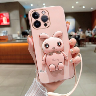 เคสโทรศัพท์มือถือ กันกระแทก ลายกระต่ายน่ารัก พร้อมสายคล้อง สําหรับ iPhone 11 11Pro 11Promax 7plus 8plus 7 8 SE 2020 6 6S 6plus 6Splus x xs xr xsmax