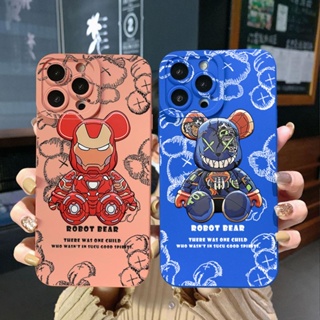 เคสโทรศัพท์มือถือ ขอบสี่เหลี่ยม ลายหมีตลก สําหรับ OPPO Reno7 4G Reno6 Reno8 Z 5G Reno5 F Reno2 F Reno3 Reno4 A17 A17K A77S A57S