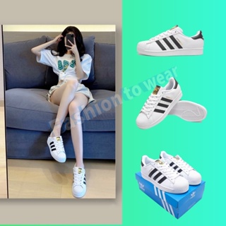 🚛จัดส่งที่รวดเร็ว✨ Adidas ORIGINALS Superstar แท้💯 White แฟชั่นรองเท้ากีฬา 🌈สินค้าพร้อมกล่อง จัดส่งฟรี