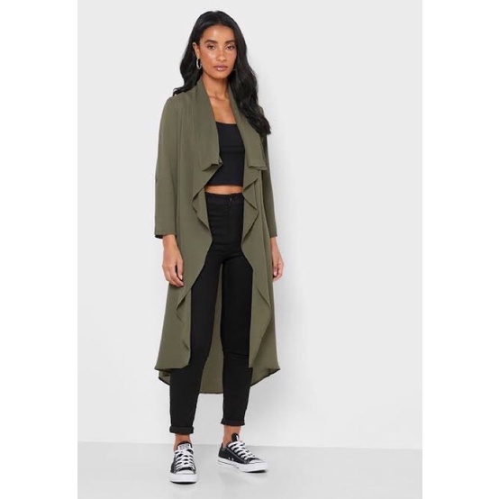 ไซส์ ox เสื้อโค้ทบาง ไม่มีเข็มขัด Forever 21 Waterfall Light Coat อกหน้าผ้า 44 นิ้ว เสื้อคลุม เสื้อส