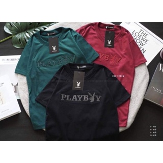 🔥ขายดี🔥Playboy เสื้อยืดเพลบอย Cotton 100% มีให้เลือก 5 สี ดำ ขาว แดงเลือดนก เขียว และน้ำตาลทอง