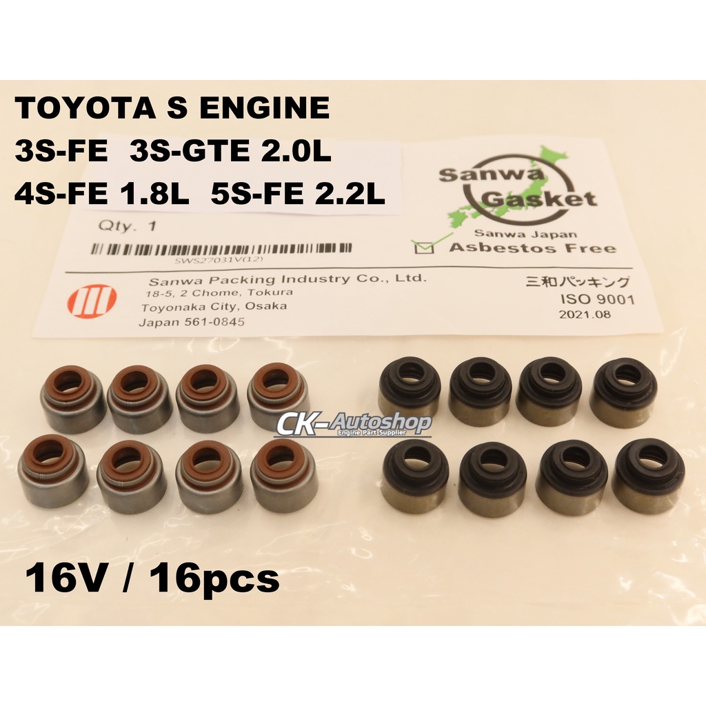 SANWA Japan Viton Valve Seal - Toyota 3SFE 3SGTE 2.0L 4SFE 1.8L 5SFE 2.2L RAV4 Camry Celica MR2 Cald