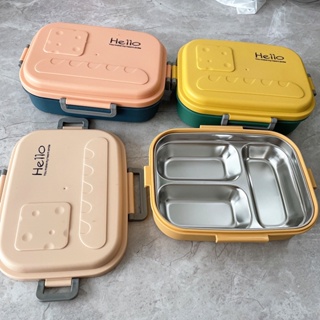 Kawaii Stainless Steel Lunch Box Portable Grids Bento Box Candy Color Student School Food Storage Containers Lunch Box f