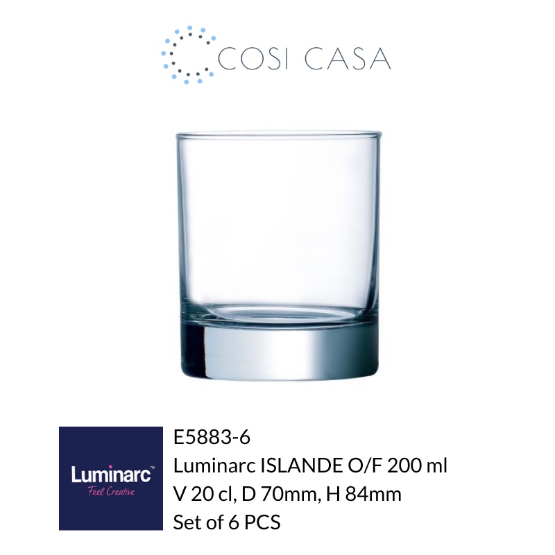 Cosicasa Luminarc ISLANDE แก้ว O/F 200ml D 70mm H 84mm E5883 x 6 ชิ้น