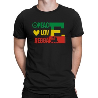 [COD] เสื้อยืดผ้าฝ้าย 100% พิมพ์ลายกีตาร์ PEACE LOVE REGGAE Drum Jamaican Dance Music พลัสไซซ์ ของขวัญค