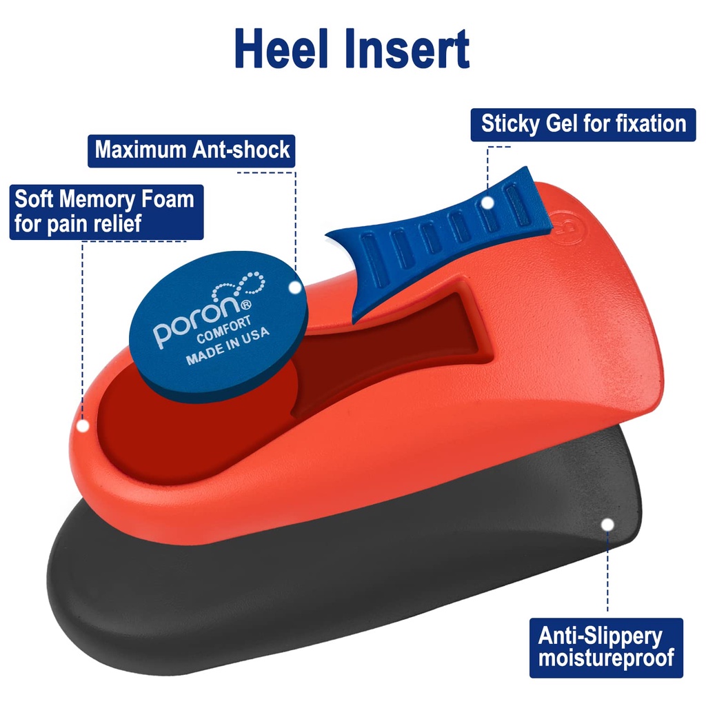 พื้นรองเท้าถ้วยส้น 1 คู่สําหรับอาการปวดส้นเท้า Plantar Fasciitis, พื้นรองเท้าดูดซับแรงกระแทกสูงสุด