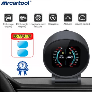 MRCARTOOL M70 รถ GPS HUD Inclinometer Dual Channel เข็มทิศ Speedometer Head-up ไฟแสดงสถานะ Cross Country Slope Alarm Digital Car Speed Alarm System Universal สำหรับรถบรรทุกรถบัสทุก