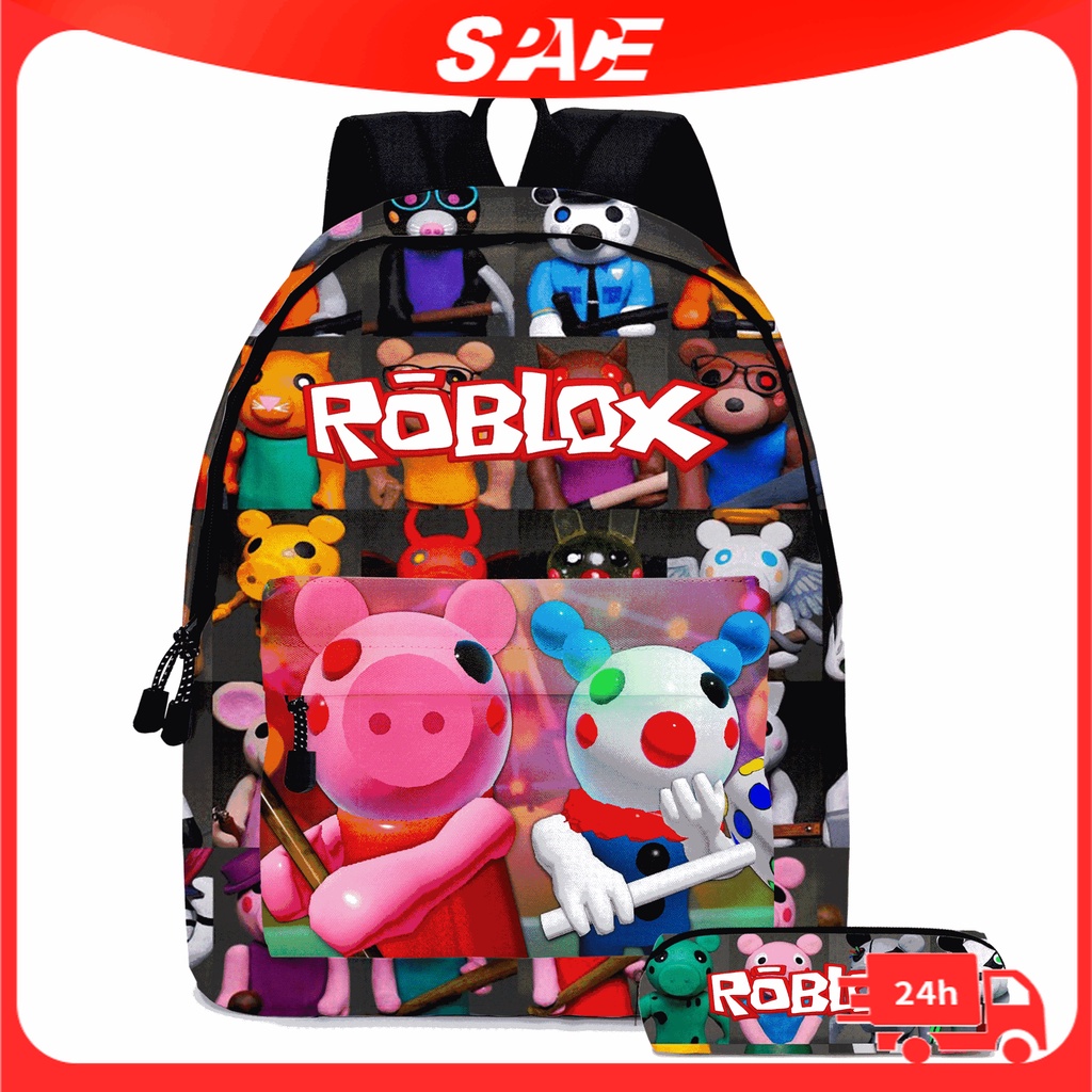 พร้อมส่ง กระเป๋าเป้สะพายหลัง ลายการ์ตูน Game roblox PIGGY สําหรับเด็กนักเรียนประถม