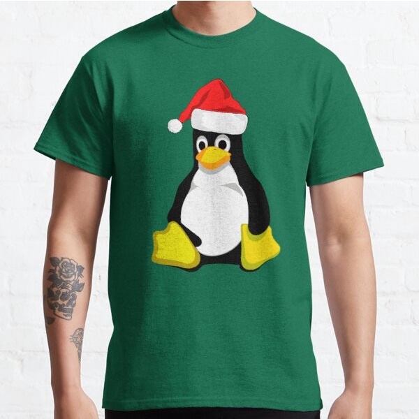 Baju Kaos Linux Christmas Tux 16163 T-Shirt Anak Dewasa