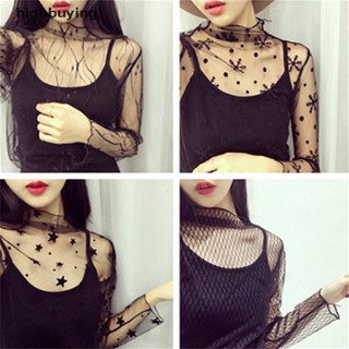 [highbuying] ใหม่ พร้อมส่ง เสื้อยืดซีทรู ผ้าตาข่าย โปร่งใส ลายดาว สําหรับผู้หญิง