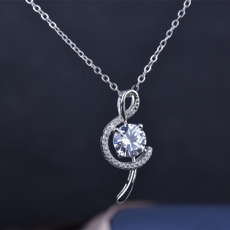 สร้อยคอฝังเพชร 2 กะรัต CZ น้ำ D-VVS1 พร้อมกล่องและใบรับประกัน