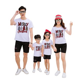 Couple Shirt Merry Christmas Print Family Matching T Shirts Mom Kids Family Fashion Clothes Parents and Kids Cas 471