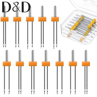 เข็มเย็บผ้า แบบสองเข็ม พร้อมกล่องพลาสติก สําหรับจักรเย็บผ้า 10 ชิ้น