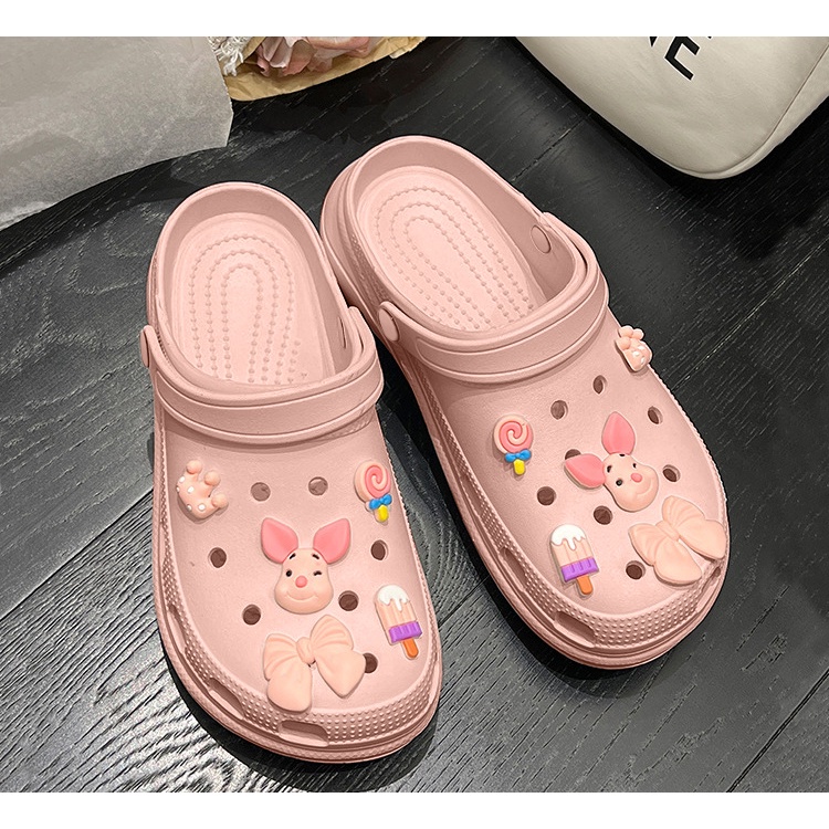 Fshoes ส่งเร็ว💥รองเท้าผู้หญิง รองเท้าแตะหัวโต มาพร้อมตัวติดการ์ตูนสีชมพู🎀สไตล์เกาหลีสุดๆพี่จี้