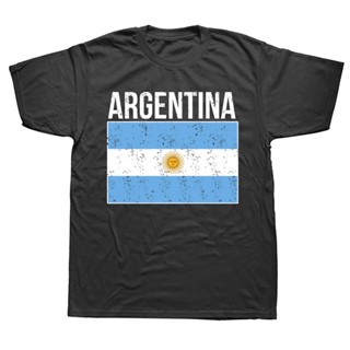 เสื้อยืดพิมพ์ลายตลก Argentinian Flag Vintage อาร์เจนตินาแผนที่ T เสื้อกราฟิกฝ้าย Streetwear แขนสั้น Kado Ulang Tahun เสื