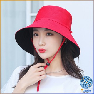 Tmala หมวกสองด้านสไตล์เกาหลี ป้องกันแดดได้ดี ใส่ได้ทุกสภาพอากาศ หมวกถัง Double-sided sun hat