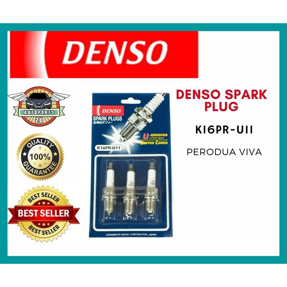 หัวเทียน DENSO K16PRU11/K16PR-U11 -Kelisa Kenari Viva Kancil Myvi Hyundai Accent