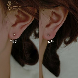 Roselife ต่างหูสตั๊ด เงิน S925 จี้ตัวอักษร YES NO Hook สไตล์เกาหลี เครื่องประดับแฟชั่น สําหรับผู้หญิง 2 ชิ้น