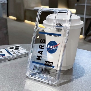 เคสโทรศัพท์มือถือแบบนิ่ม ลายฉลากภาษาอังกฤษ NASA สไตล์ยุโรป อเมริกัน สําหรับ iPhone 14 Pro Max 13 Pro Max i13 13pro 11 Pro Max i11 X XR Xs Max iPhone 12Pro 12 Pro Max 7 plus 8plus