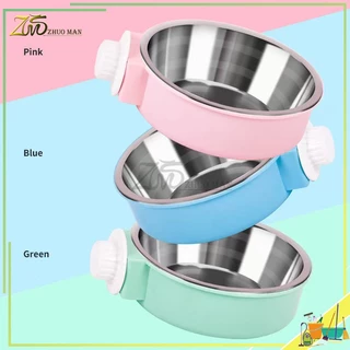 ชามอาหารสัตว์เลี้ยง มี 3 สี สามารถแขวนในกรงนอนสัตว์เลี้ยงหรือที่อื่น ๆ เพื่อป้องกันไม่ให้พลิกคว่ำ ถังด้านในสแตนเลสใช้งานได้นาน