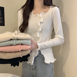 เสื้อแขนยาวไหมพรมสเวตเตอร์สีพื้น 6สี เสื้อสเวตเตอร์ถักน่าระทึกใจ เสื้อถัก อย่างสะดวกสบาย