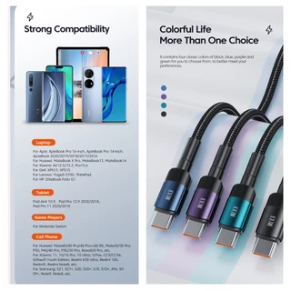 Toocki 100W Type C ถึง Type C สายชาร์จเร็ว PD 60W สายชาร์จข้อมูลอย่างรวดเร็วสําหรับ Samsung Xiaomi