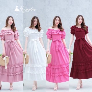 Maxi Dress เดรสยาว เปิดไหล่ ได้ เกาะอกก็ได้ค่ะ แขนระบาย