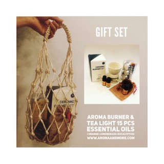 Aroma&amp;More Gift set ชุดเตาอโรมา+เทียน+น้ำมันหอมระเหย 3กลิ่น 10mlx3(Orange Brazil/Lemongrass Thai/ Eucalyptus Australia)