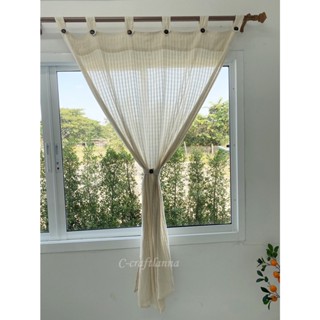 ผ้าม่านผ้าฝ้ายสไตล์มินิมอล ผ้าโปร่งพริ้ว สีครีมธรรมชาติ แบบก…