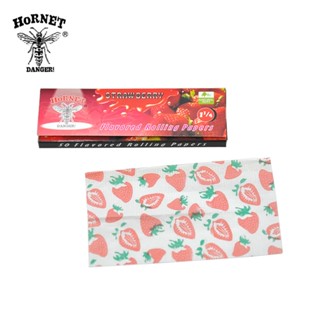 กระดาษโรล Hornet กลิ่นสตรอเบอร์รี่ 78มม 50 แผ่น/ตลับ🌿Hornet Strawberry Rolling Papers 78mm 1 1/4 Size 50 Leaves