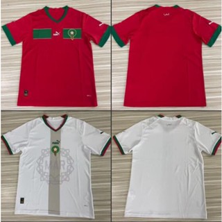 เสื้อกีฬาแขนสั้น ลายทีมชาติฟุตบอล Morocco 2022 ชุดเหย้า คุณภาพสูง