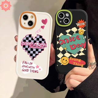 เคสโทรศัพท์มือถือ ลายหมากรุก หน้ายิ้ม สําหรับ OPPO A15 A76 A78 A58 A55 A57 A77 A16 A95 A17 A54 A96 A74 A1K A7 A53 A92 A77s A12 A16K A9 A5 A31 A5s A3S A94 A16E A15s Reno 8 5Z 8 7 7Z 5F 6 4 เคสนิ่ม ลายหัวใจ