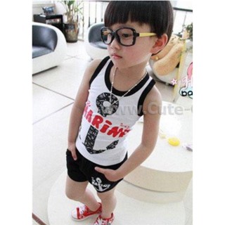 STPB-132 ชุดเซ็ทเด็กผู้ชายแขนสั้นขาสั้น- สีน้ำเงิน Size-110 (4-5Y)