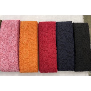 ลูกไม้ ลูกไม้ยืด ลูกไม้ตกแต่ง ต่อชาย ลายดอก กว้าง 2.5-3 นิ้ว