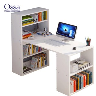 Ossa โต๊ะAB15 โต๊ะทำงานไม้ พร้อมชั้นวางหนังสือ และพร้อมลิ้นชัก ส่งจากไทย มีปลายทาง