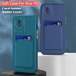 เคสโทรศัพท์มือถือ ซิลิโคนนิ่ม กันกระแทก พร้อมช่องใส่บัตร แฟชั่น สําหรับ Vivo Y02 Y02A Y02T Y02S Y 02 A T S 2022 hp Vivoy02 4G