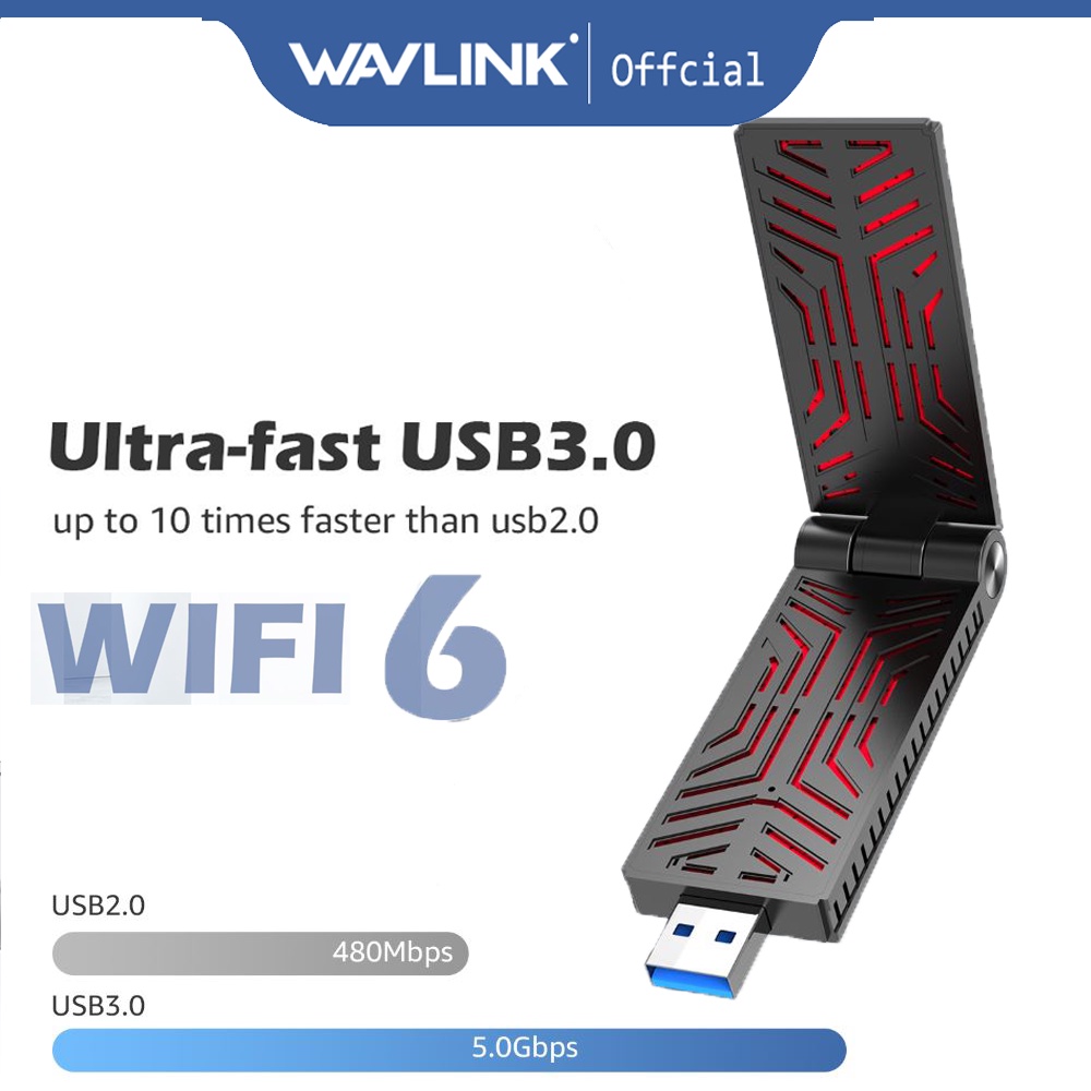 Wavlink อะแดปเตอร์เสาอากาศ WiFi USB AX1800 USB 3.0 Dual Band 2.4GHz 5GHz