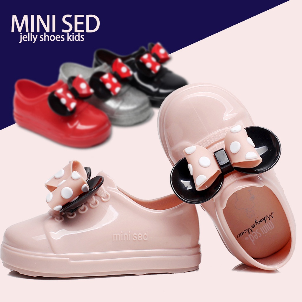 Mini Sed New Children's Jelly Shoes Minnie Mouse Cartoon Shoes Show Baby Bow Sandals Girls' Single Shoes
