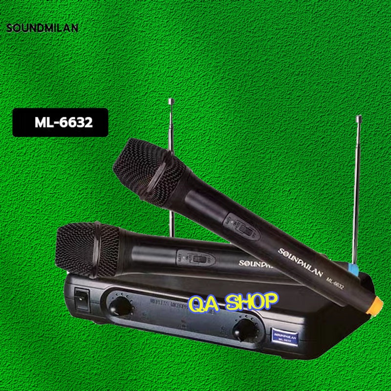 ไมค์โครโฟน ไมค์ไร้สาย ไมค์ลอย ไมค์ลอยคู่ ความถี่ VHF Wireless Microphone SOUNDMILAN ML-6632