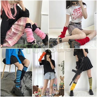 ปลอกขา egirl HARAJUKU 💜🖤 y2k | gothic jk ฮาราจูกุ [29สี+ลายทาง+ยาวพิเศษ]