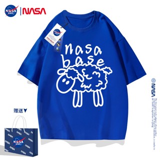 NASA joint Klein เสื้อยืดแขนสั้นสีฟ้าฤดูร้อนคู่ชุดฤดูร้อน 2022 ใหม่แบรนด์น้ำ ins super hot topเสื้อเชิ้ตแขนสั้นวินเ_49