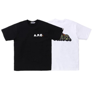 เสื้อยืดแขนสั้นลําลอง ผ้าฝ้าย พิมพ์ลายพราง BA&amp;E APC สไตล์สตรีท แฟชั่นสําหรับผู้ชาย และผู้หญิง