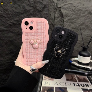 เคสโทรศัพท์มือถือแบบนิ่ม กันกระแทก ลายการ์ตูนมิกกี้เมาส์ 3D ถักเปีย ถักเปีย ฤดูหนาว หรูหรา สําหรับ iPhone 14 Plus 13 12 Mini 11 Pro Max